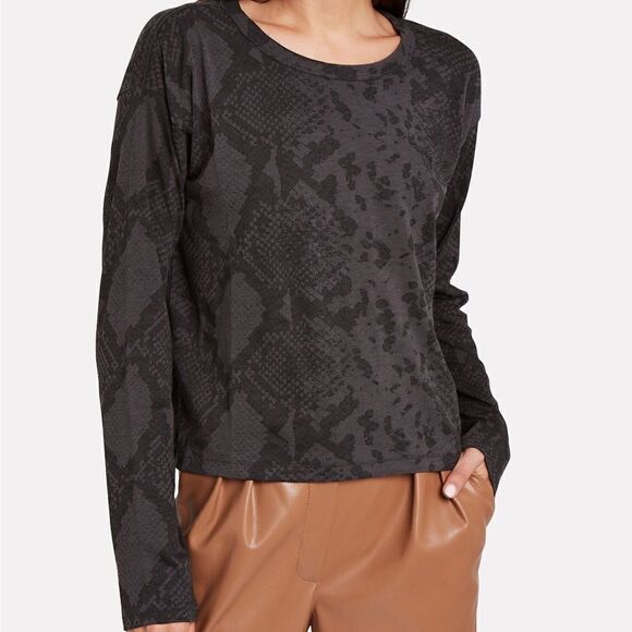 Rag & Bone Snake Print Long Sleeve Cropped Shirt C24 - Picture 4 of 6